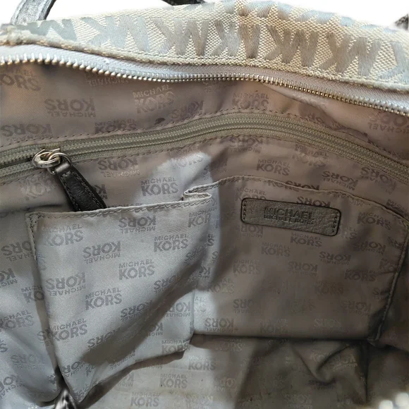 Michael Kors Jet Set Gray Logo Tote Monagrammed Shoulder Bag - Picture 8 of 13